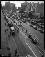 Parade celebrates Aimee Semple McPherson's 25th year of ministry service, Los Angeles, 1935