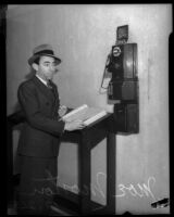 Moe Morton at the grand jury trial on gambling operations, Los Angeles, 1935