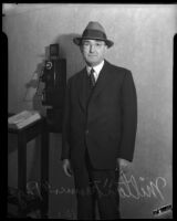 Milton "Farmer" Page at the grand jury trial on gambling, Los Angeles, 1935