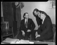 Detectives Miles Ledbetter and Joe Filkas question Ernest LaValle, Los Angeles, 1934