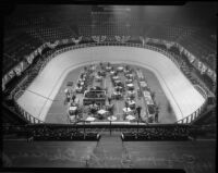 Olympic Auditorium, set up for a six-day bike race, Los Angeles, 1935