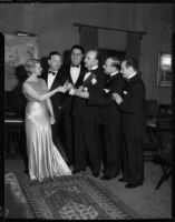 Socialites attend benefit performance of La Boheme at the Shrine Auditorium, Los Angeles, 1935