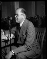 Senator Sanborn Young speaking, Los Angeles, 1935