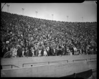 Crowds listen to President Franklin D. Roosevelt, Los Angeles Memorial Coliseum, October 1, 1935