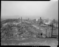 Destruction from forest fire, Altadena, California, October 1935