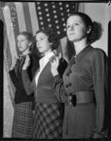 Student teachers at UCLA take pledge of allegiance to the flag, circa 1935
