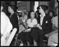 Irene Ryan and Leatrice Gilbert at John Gilbert's estate auction, Los Angeles, August 24, 1936
