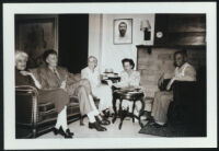 Aldous and Maria Huxley with Swami Prabhavanda and two unidentified women [descriptive]