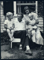 Aldous Huxley with grandchildren Trevenen and Tessa Huxley and unidentifed woman [descriptive]