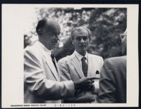 Aldous Huxley with John Dickey at Dartmouth College, Hanover NH [descriptive]