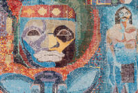 Detail of ceramic mosaic mural at East L.A. Doctor's Hospital