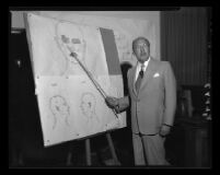 Dr. Frederick D. Newbarr, Coroner's office autopsy surgeon, at the Monahan murder trial, Los Angeles, 1953