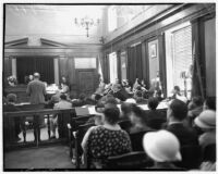 Scene from the Albert Dyer murder trial, Los Angeles, August 1937