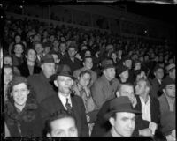 Crowd in Gilmore Stadium for a contest, Los Angeles, October 29, 1937