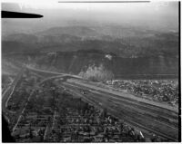 Aerial view of the Elysian Park landslide, Los Angeles, November 1937