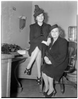 Pearl and Helen Fried (mother and daughter) during a support payment settlement with Mrs. Fried's ex-husband, Martin Fried, February 1940