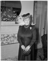 Mrs. Jack Scheuer, board social chair for the Catholic Women's Club, Los Angeles, 1930s and 40s