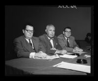 Mount Sinai Hospital psychiatric personnel, from left, Dr. Frank Alexander, Ludwig von Bartalanffy, and Dr. Steven Schwartz, 1950.