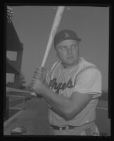 Steve Bilko holding a baseball bat, Los Angeles, 1956