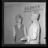 Friends of Elaine Kirschke waiting to testify at the trial of her husband, Jack Kirschke, who was accused of killing her, Los Angeles, 1967