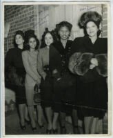 Five women in winter clothing, Los Angeles, 1940s