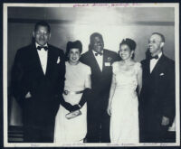 Group of five people in black tie, Los Angeles, 1940s