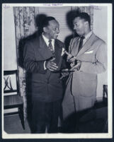 Lionel Hampton and Calvin Jackson at Walter L. Gordon Jr.'s office, Los Angeles, 1940s