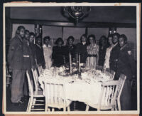 Ethel (Sissle) Gordon with soldiers, Los Angeles, 1940s
