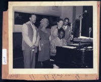 Nat King Cole Trio (Nat King Cole, Oscar Moore, Wesley Prince) with Helen Forrest, Los Angeles, circa 1940