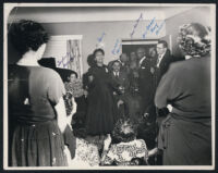 Diplomat Ralph J. Bunche being feted at Bea DeVaughn's house, Los Angeles, 1949