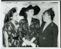 Helen Gahagan Douglas with two unidentified women, Los Angeles, 1940s