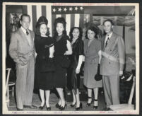 Melvyn Douglas, Ouida Williams, L'Tanya, David Williams and others at a political event, Los Angeles, 1940s