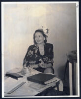 Ethel (Sissle) Gordon seated with cigarette, Los Angeles, 1940s (2nd copy ?)