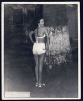 Woman modeling swimsuit, Los Angeles, 1940s