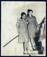 Two women on staircase, Los Angeles 1940s