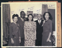 Singers Norma Green, Anne Brown & George Garner with pianist Netta Garner and C. W. Hill, Los Angeles, 1940s