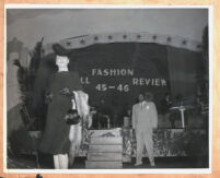 Ethel Sissle modelling in a fashion show emceed by Dickie Barrow at Elk's Hall , Los Angeles, 1945