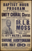 Poster for the First Annual Baptist Hour Program, Shrine Auditorium, Los Angeles, May 30, 1954