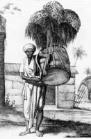 Photo of an engraving of an Indian playing jaraghai