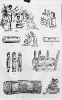 Photo of an illustration plate, with drawings of Mexican instruments (teponatzlis)