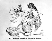 Illustration plate, with drawing of a person playing the Kultrun