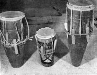 Photo of three hand drums' wedge tuning systems