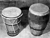 Photo of two single headed barrel drums