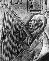 Photograph of a bas-relief of a blind harper