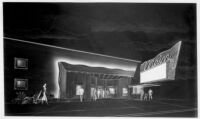 Visalia Theatre, Visalia, photograph of rendering, night