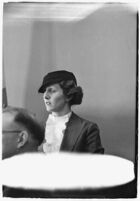 Cafe operator Agnes O'Brien on the witness stand during the liquor license bribe trial, Los Angeles, 1937