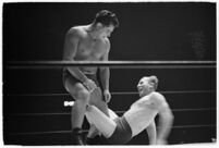 Sandor Szabo and Gino "Red" Vagnone wrestle, circa summer 1937.