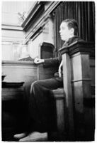 Boy Scout Albert Portune testifies for the court regarding the discovery of the bodies of murdered children Jeanette Stevens and Melba and Madeline Everett.  August 12, 1937.
