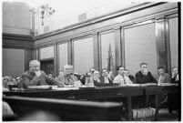 View of the courtroom where child-murderer Albert Dyer's trial began, Los Angeles, 1937