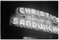 Drive-in restaurant sign, Los Angeles, 1937